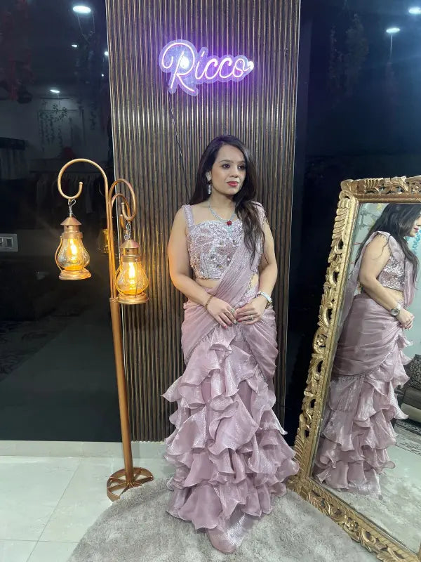 HEAVY BLOUSE FRILL DRAPE LEHENGA RC92