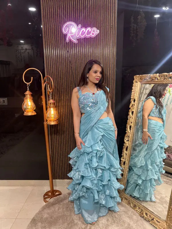 HEAVY BLOUSE FRILL DRAPE LEHENGA RC92