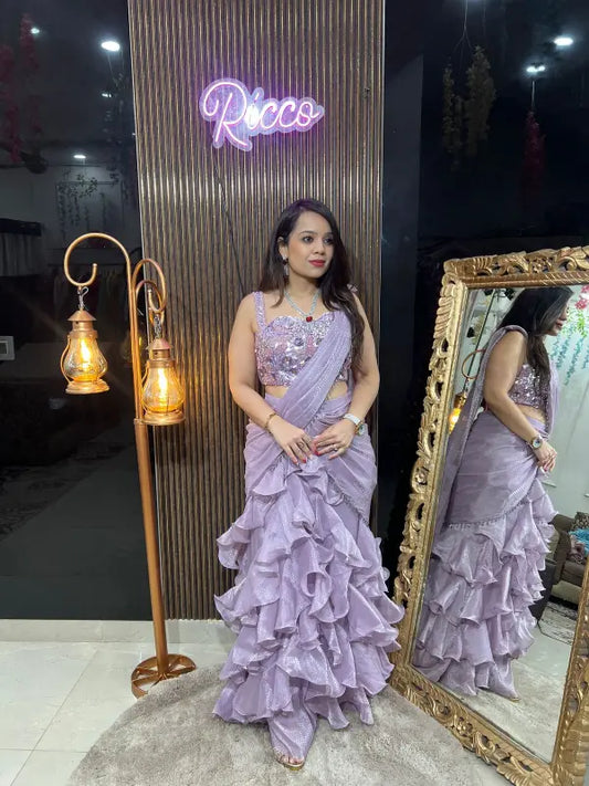 HEAVY BLOUSE FRILL DRAPE LEHENGA RC92