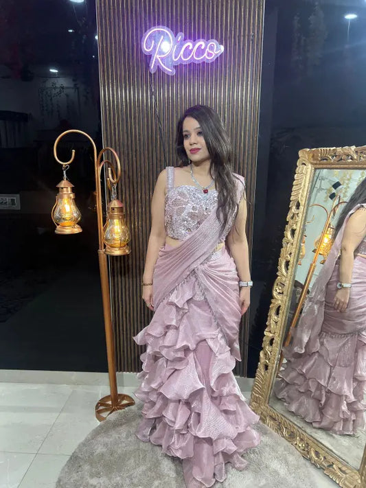 HEAVY BLOUSE FRILL DRAPE LEHENGA RC92