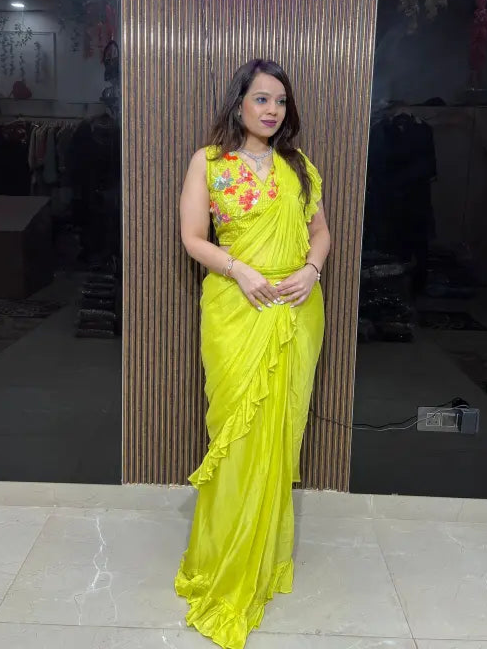 FRILL CHINON DRAPE SAREE RC95