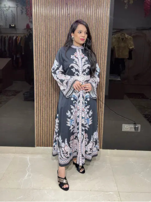 LONG 1 PIECE DRESS WITH BELT RC106