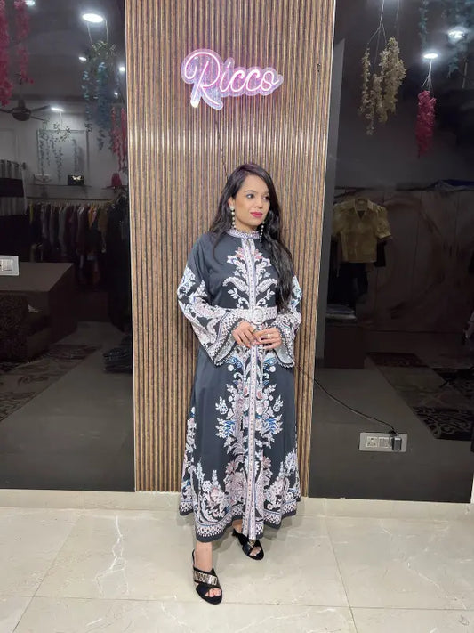 LONG 1 PIECE DRESS WITH BELT RC106