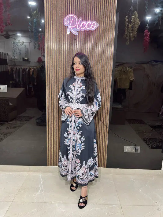 LONG 1 PIECE DRESS WITH BELT RC106