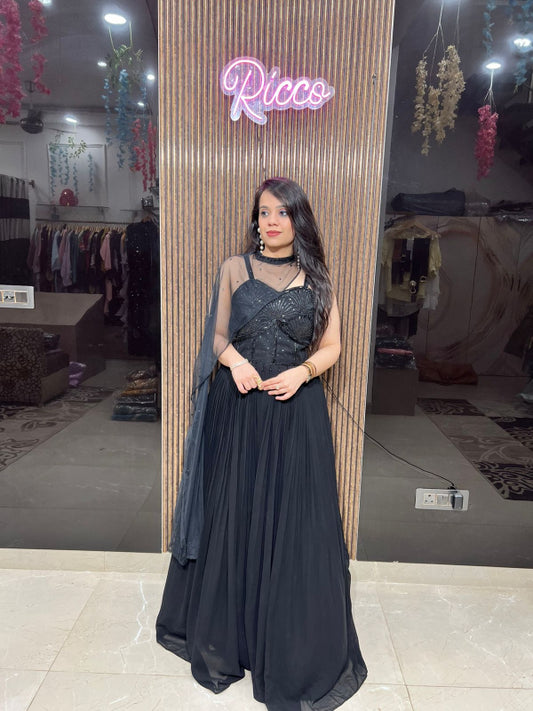 ONE SIDE NET CAPE GOWN RC142