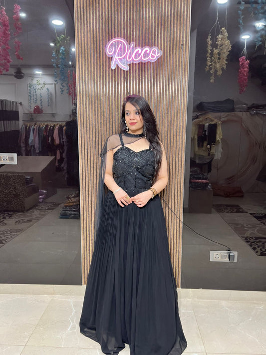 ONE SIDE NET CAPE GOWN RC142