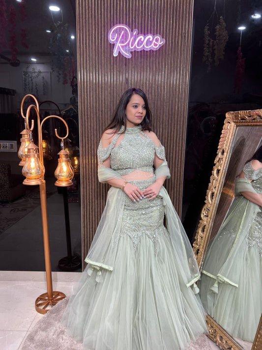 HEAVY WORK FISH CUT LEHENGA RC144