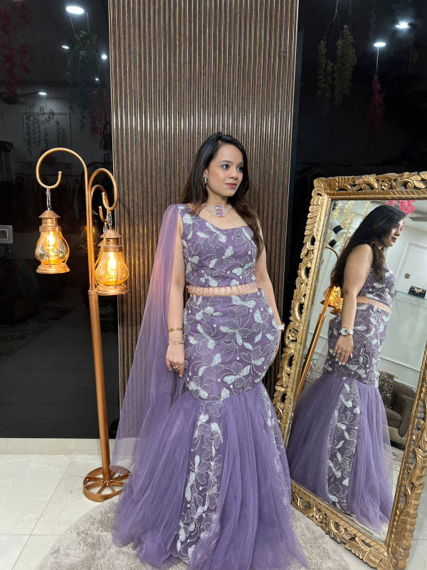 LEAVE DESIGN FISH CUT LEHENGA RC196