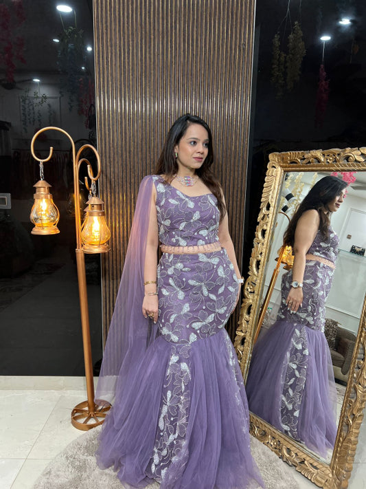 LEAVE DESIGN FISH CUT LEHENGA RC196