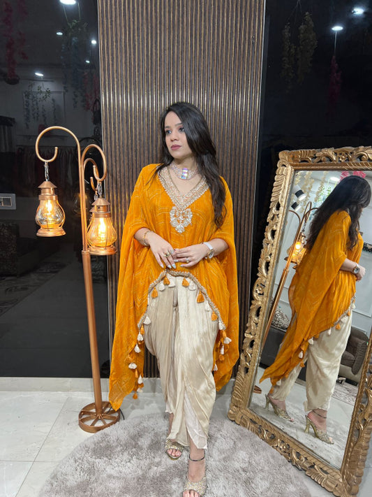 Mustard Yellow Kaftan with Dhoti Pants RC202