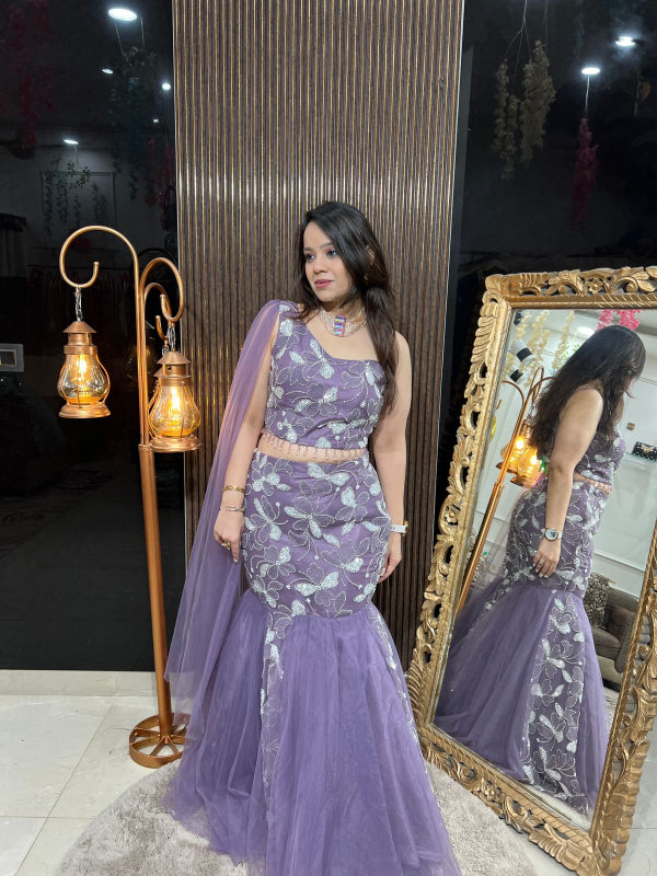 LEAVE DESIGN FISH CUT LEHENGA RC196