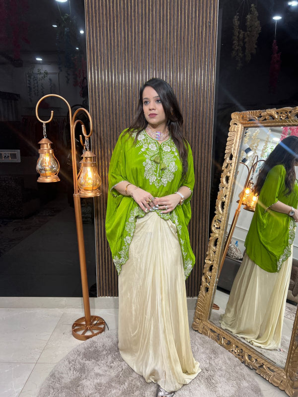 Embroidered Kaftan Drape Skirt Set RC200