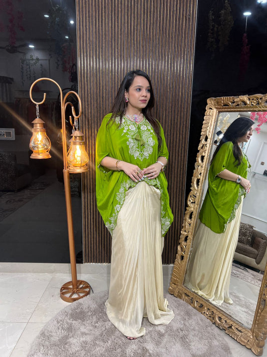Embroidered Kaftan Drape Skirt Set RC200