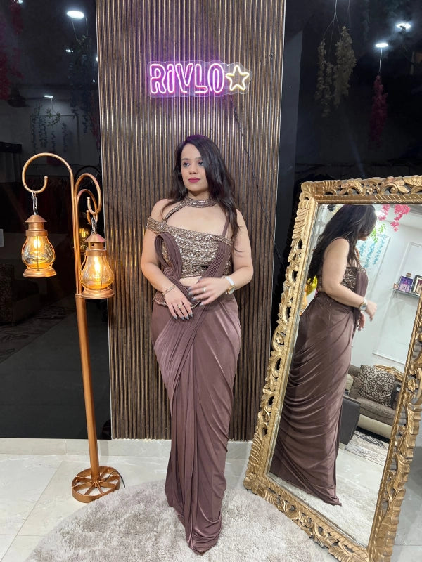 Mocha Muse Drape Gown Look Indo RC211