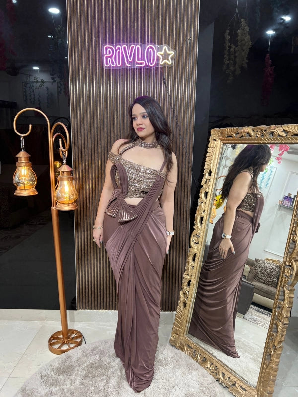 Mocha Muse Drape Gown Look Indo RC211