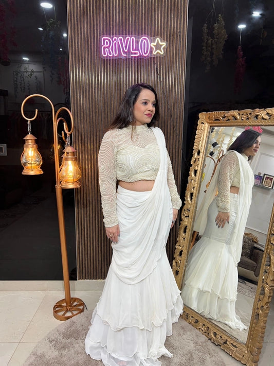 PEARL WORK BLOUSE PLUS DRAP LEHENGA RC210