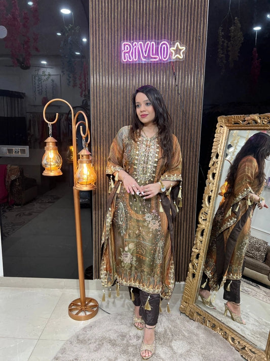 MULTI COLOR GOTA PATT KAFTAN SET RC222