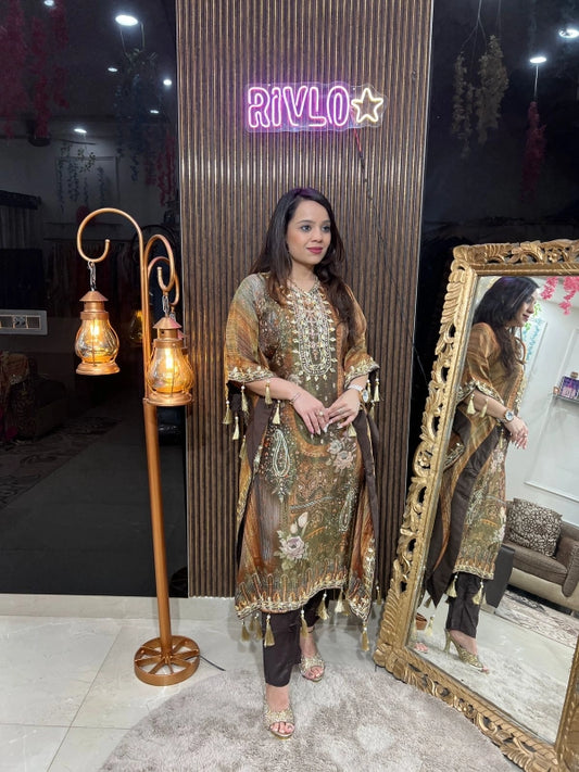 MULTI COLOR GOTA PATT KAFTAN SET RC222