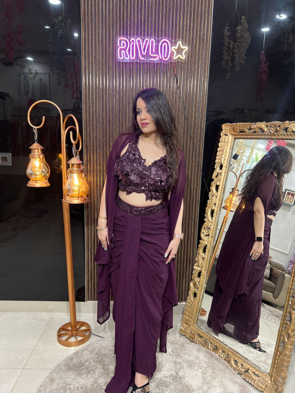 Pre-Draped Saree Indo with Embellished Blouse RC231