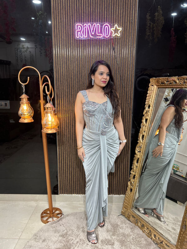Gleam Corset Draped Saree Gown RC255