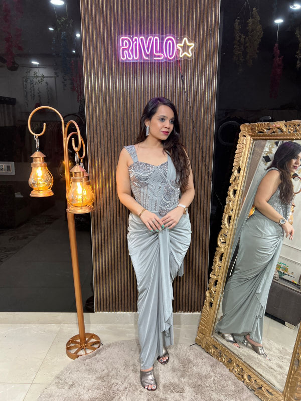Gleam Corset Draped Saree Gown RC255