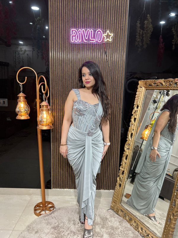 Gleam Corset Draped Saree Gown RC255