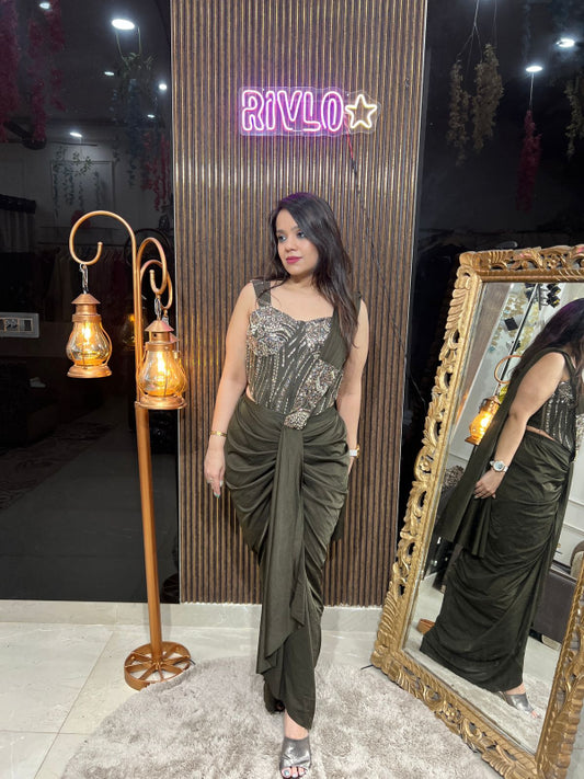 Gleam Corset Draped Saree Gown RC255