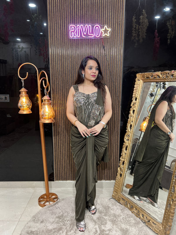 Gleam Corset Draped Saree Gown RC255