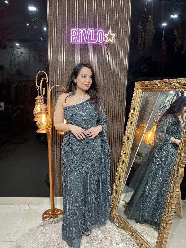Midnight Sparkle One-Shoulder Gown RC275