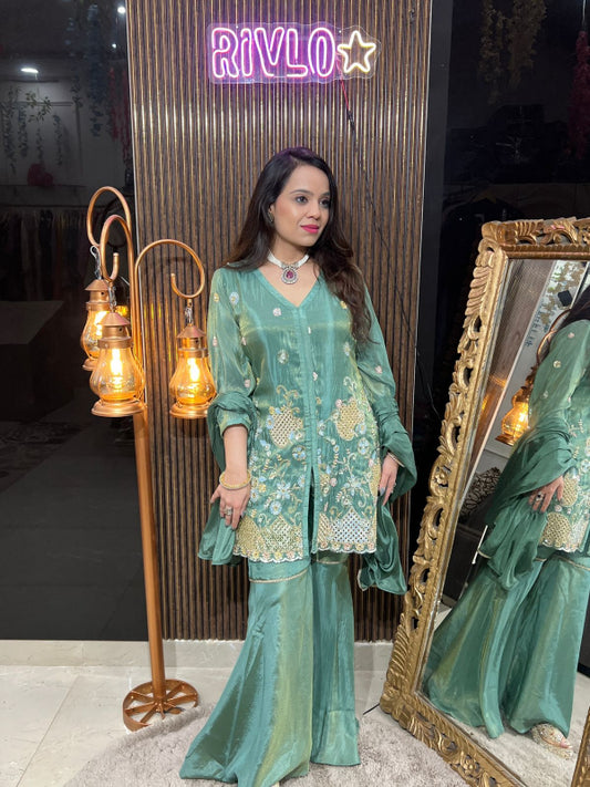 Emerald Glow Sharara Set RC276