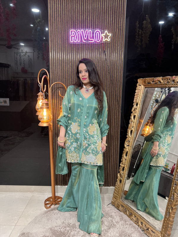 Emerald Glow Sharara Set RC276