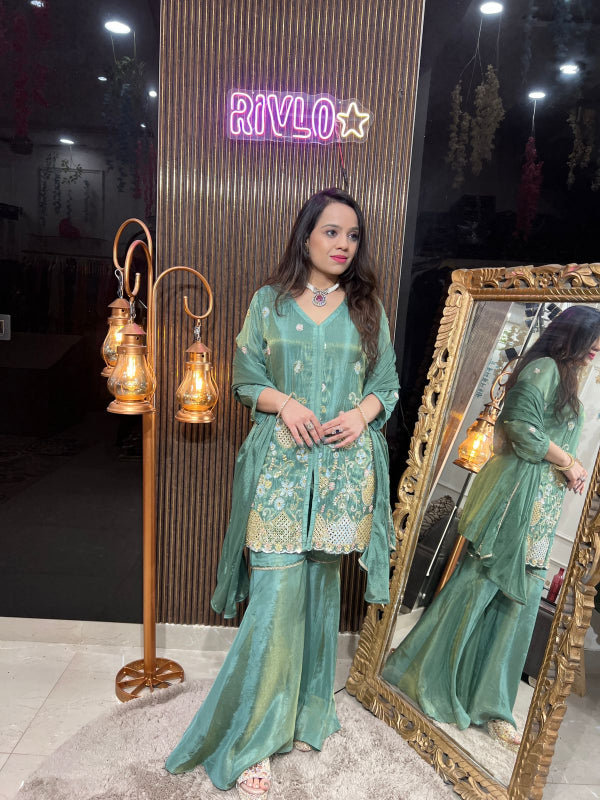Emerald Glow Sharara Set RC276