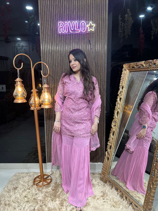 💖 Embroidered Pink Sharara Suit 💖 RC281