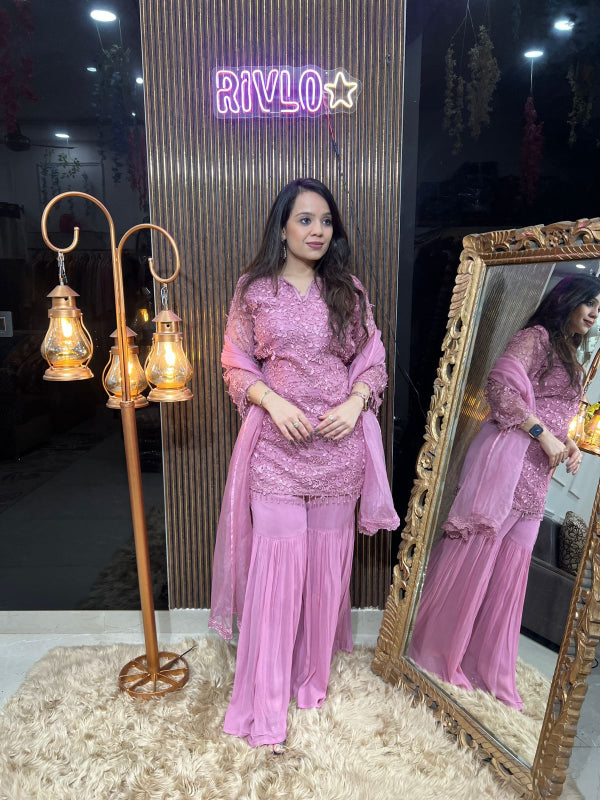 💖 Embroidered Pink Sharara Suit 💖 RC281