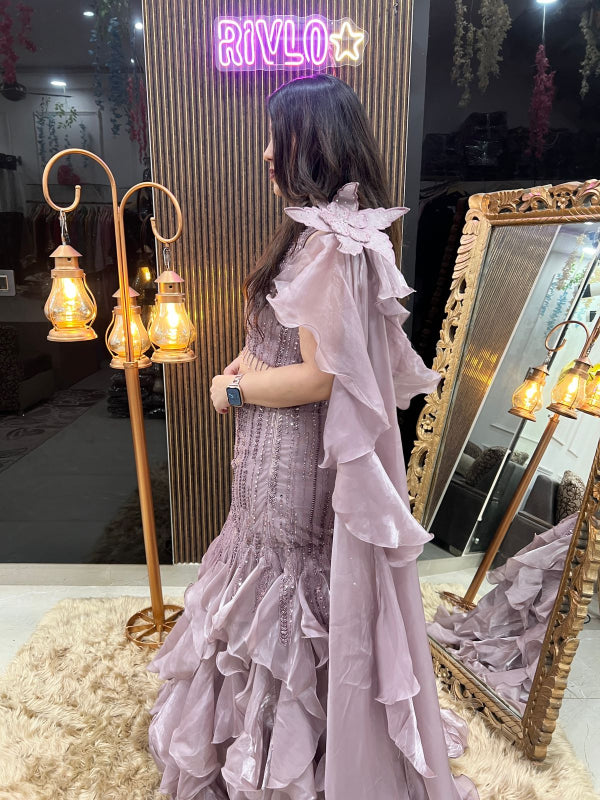 💜 Lavender Fishcut Ruffle Lehenga 💜 RC288