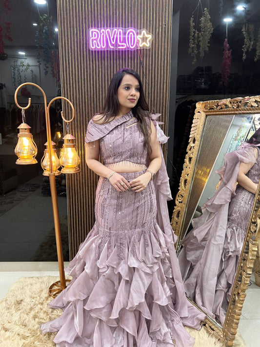 💜 Lavender Fishcut Ruffle Lehenga 💜 RC288