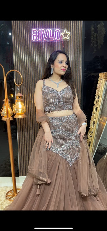 Brown Embellished Lehenga RC294