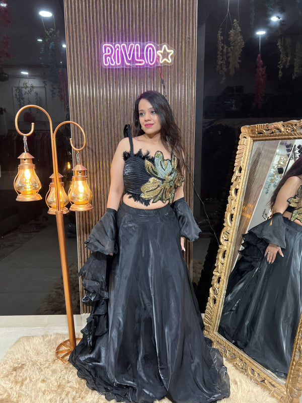 🌟 Designer Black Embellished Lehenga Set 🌟 RC308