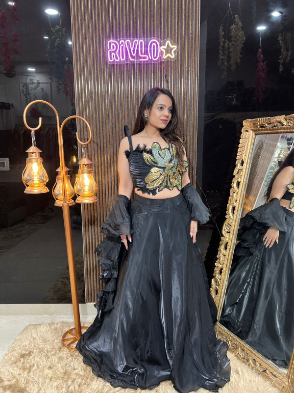 🌟 Designer Black Embellished Lehenga Set 🌟 RC308