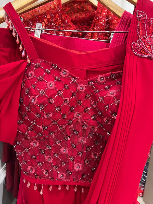 ✨  Pre-Draped Saree with Embellished Blouse ✨RC322