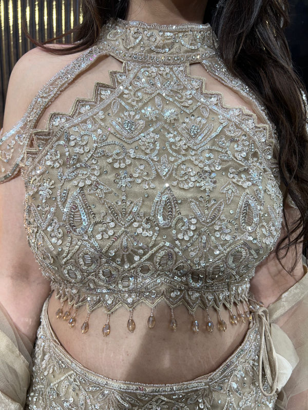 Champagne Gold Embroidered Mermaid Lehenga Set RC331