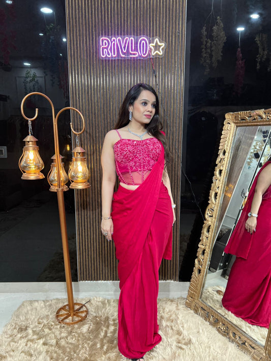 Rani Embellished Corset Drape Saree RC335