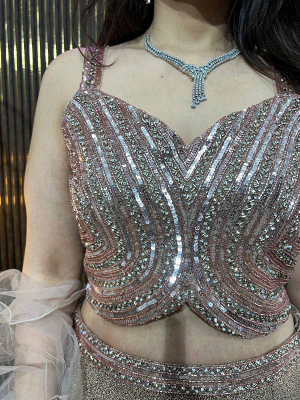 Rose Gold Shimmer Mermaid Lehenga Set RC338