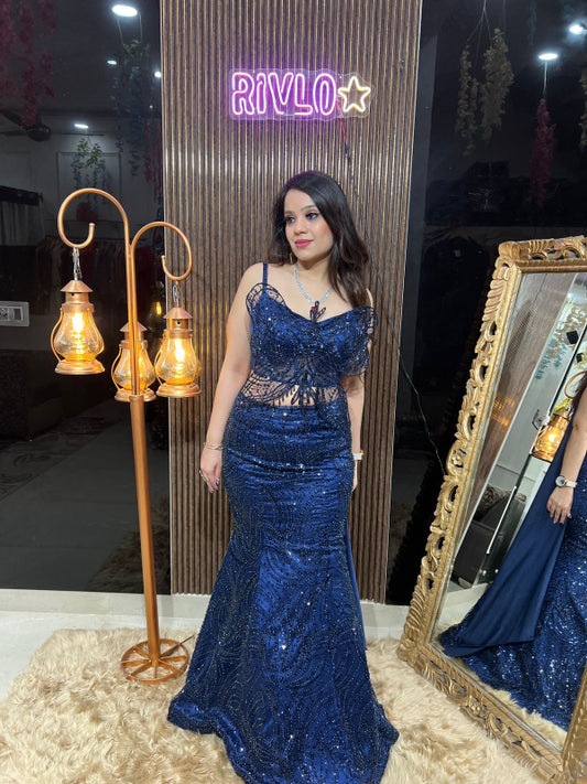Navy Blue Butterfish  Lehenga Set RC339