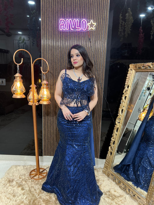 Navy Blue Butterfish  Lehenga Set RC339