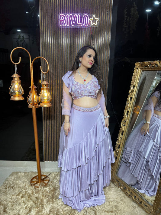 🌸 Embrace elegance with this dreamy layered lehenga set. 🌸 RC347