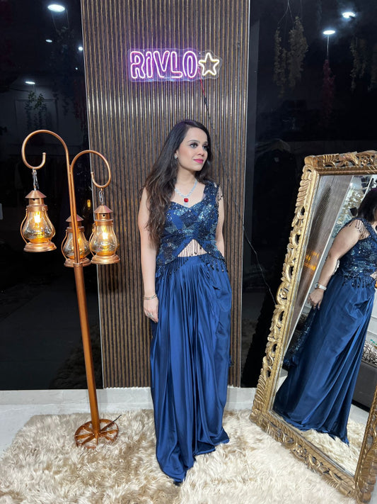 ✨ Steal the spotlight with this contemporary designer drape outfit. ✨ RC344