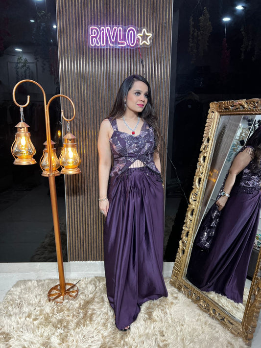 ✨ Steal the spotlight with this contemporary designer drape outfit. ✨ RC344