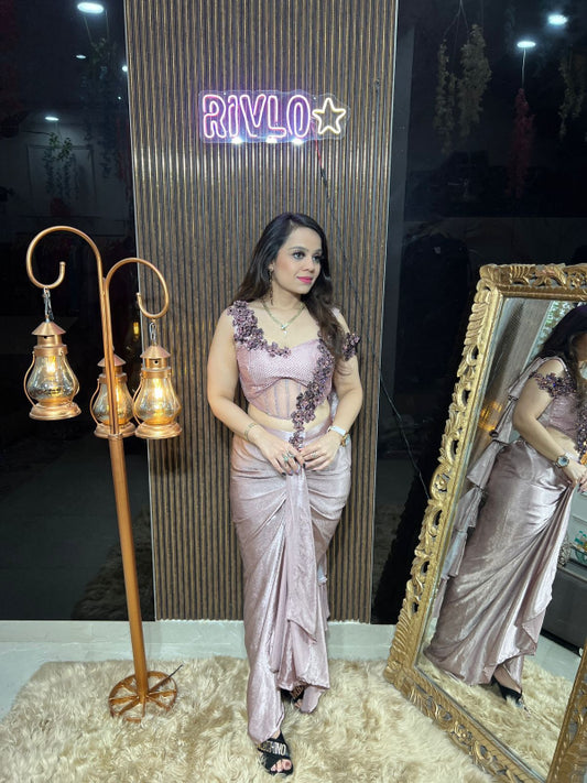 Blush Orchid Embellished Drape Saree RC350