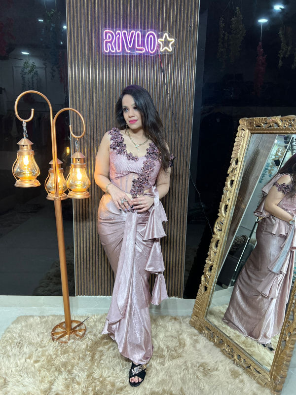 Blush Orchid Embellished Drape Saree RC350
